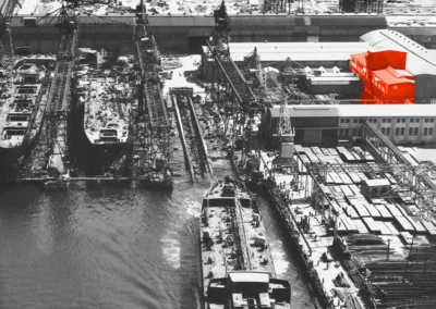 B & W værft Skabelonloftet markeret